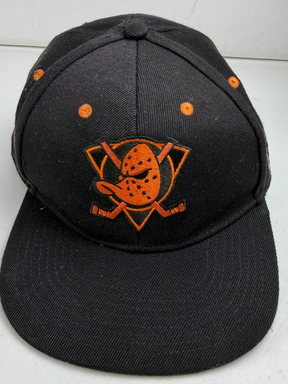 Anaheim Ducks 30th Anniversary Snapback Hat Cap Sixth Man Black Orange OSFM LINT